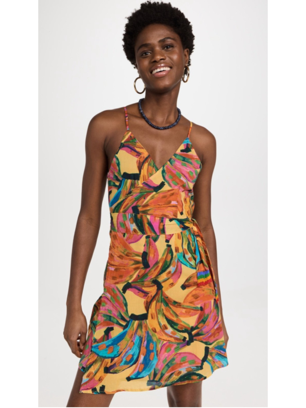 NEW Farm Rio Banana Cover-Up Wrap mini Dress